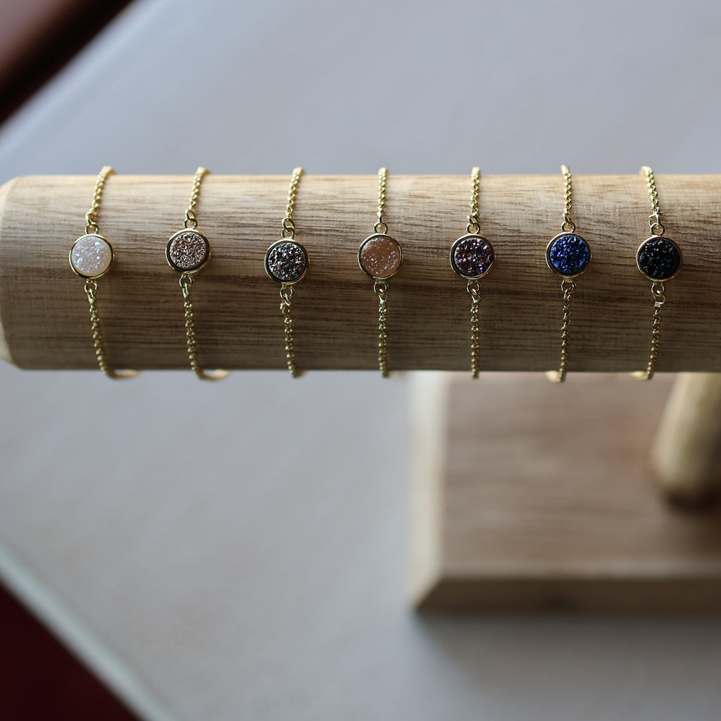 Starlight Druzy Adjustable Bracelet in Silver