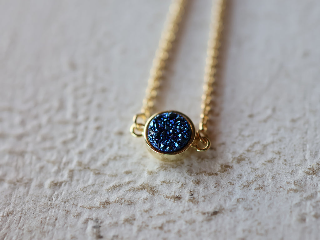 Starlight Druzy Adjustable Bracelet in Deep Blue