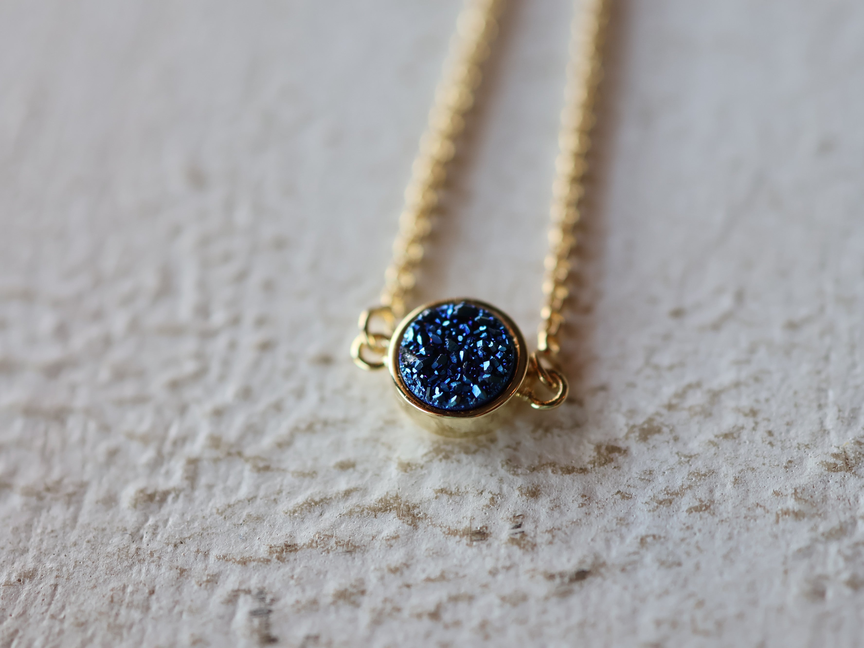 Starlight Druzy Adjustable Bracelet in Deep Blue
