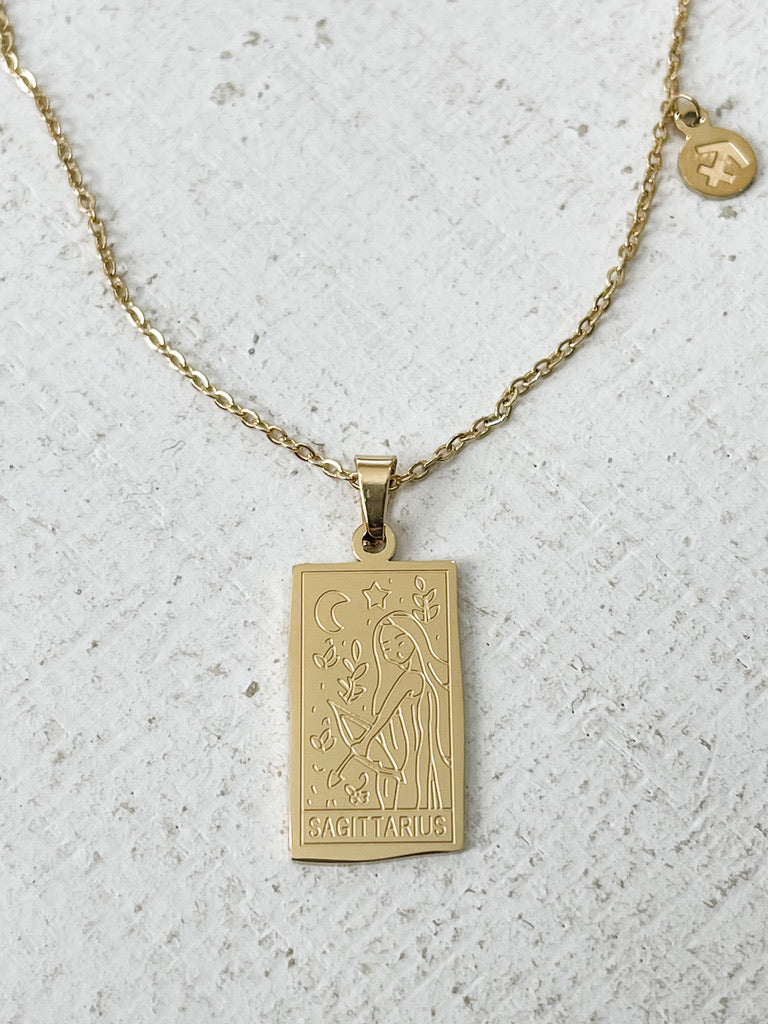 Rectangle Zodiac Pendant Necklace