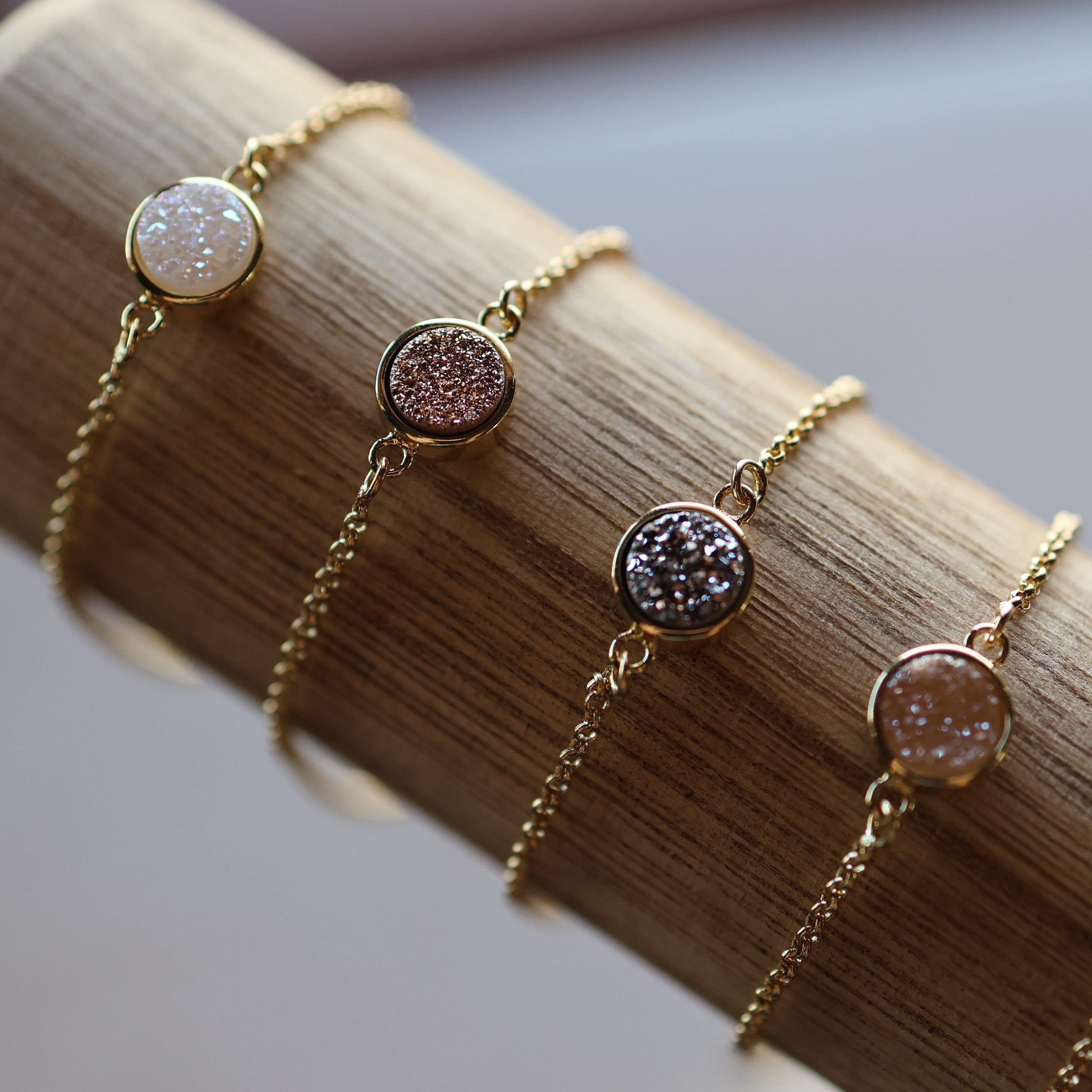 Starlight Druzy Adjustable Bracelet in Rose Gold
