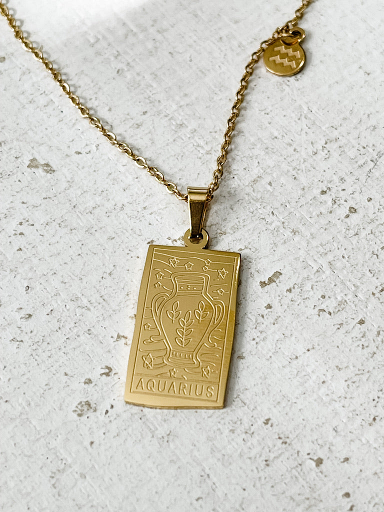 Rectangle Zodiac Pendant Necklace
