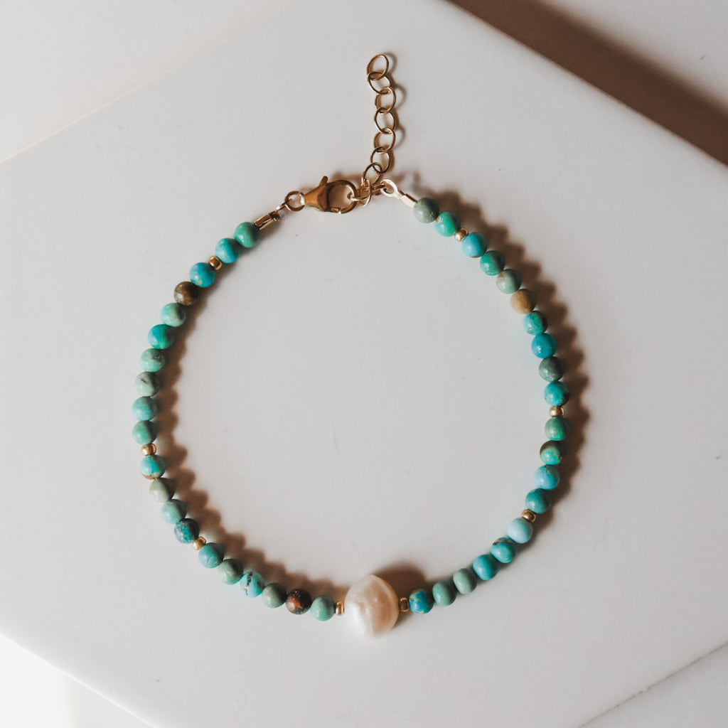 Turquoise & Freshwater Pearl Bracelet