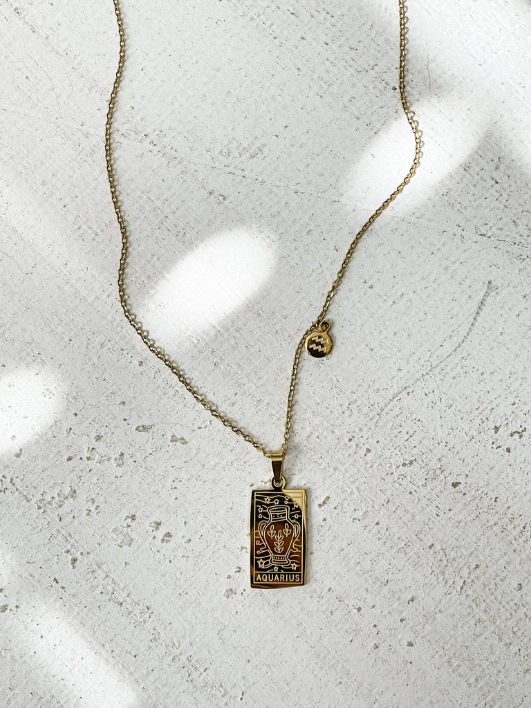 Rectangle Zodiac Pendant Necklace
