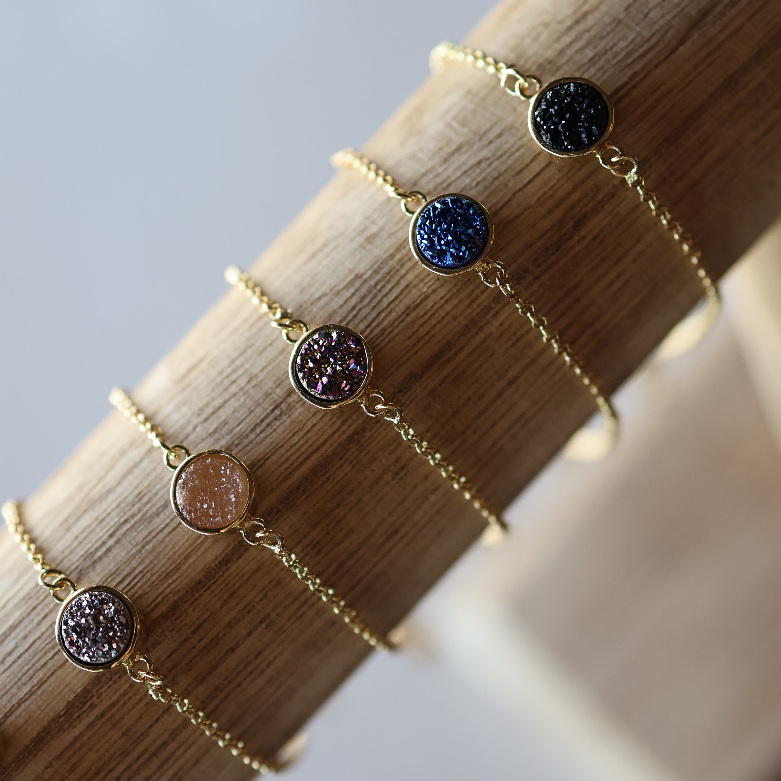 Starlight Druzy Adjustable Bracelet in Deep Blue