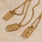 Lovers Tarot Card Rope Chain Necklace