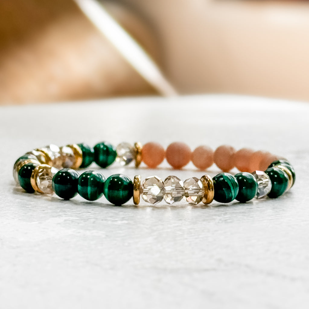 Morse Code Bracelet in Malachite