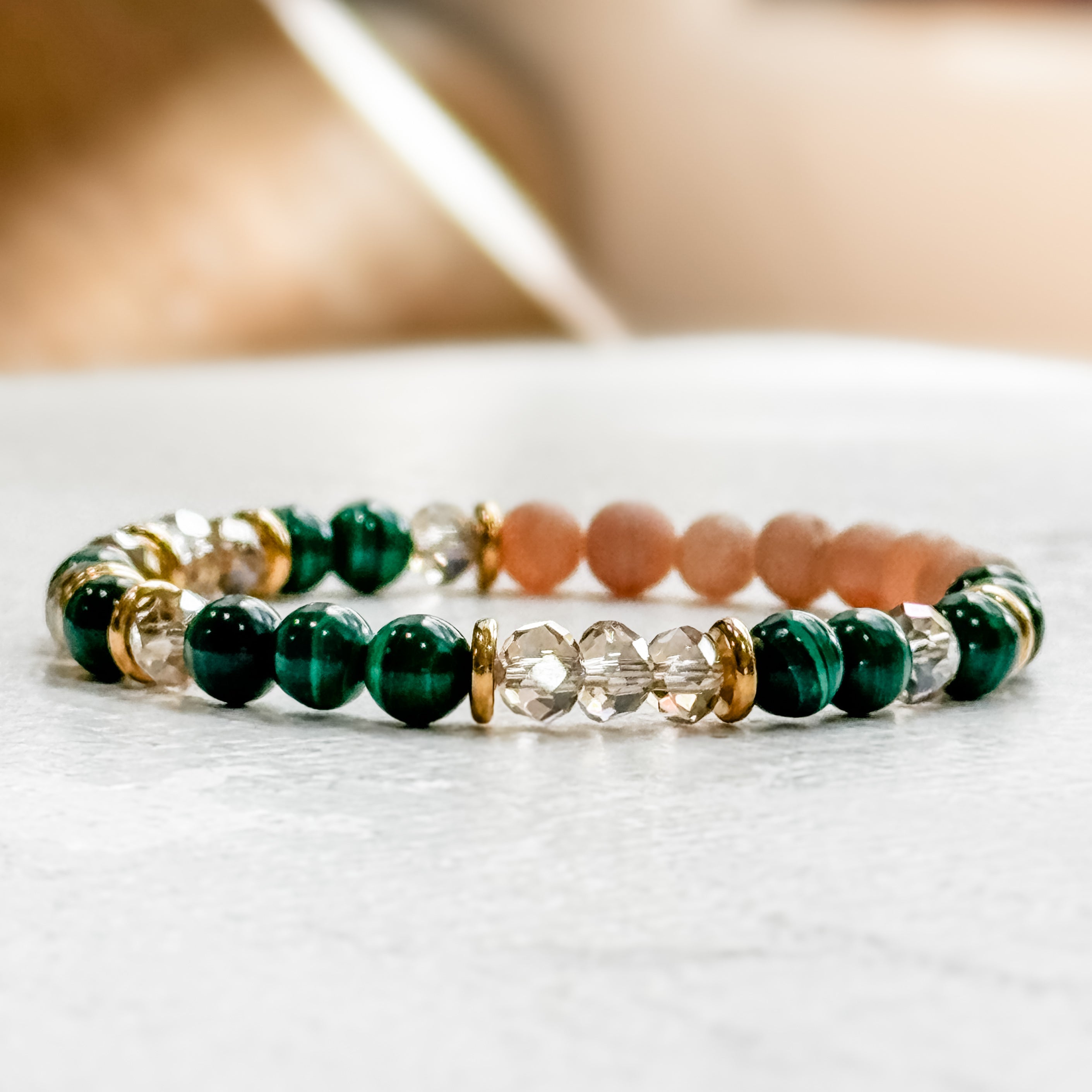Morse Code Bracelet in Malachite