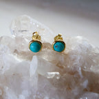 Drop of Turquoise Post Earrings in Gold