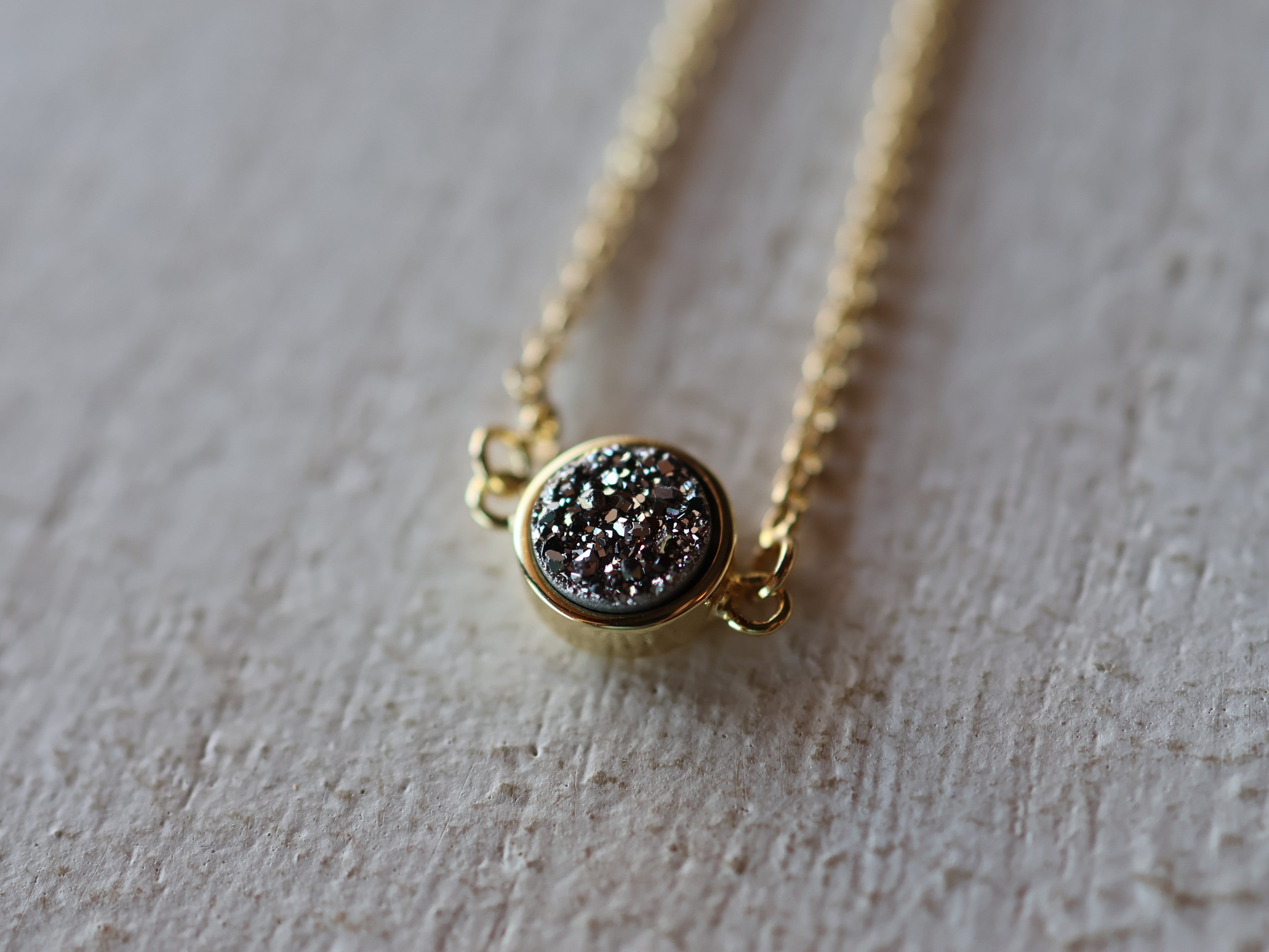 Starlight Druzy Adjustable Bracelet in Silver