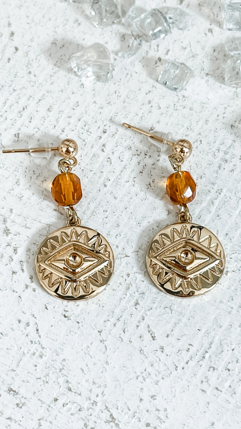 Citron Crystal Eye Earrings