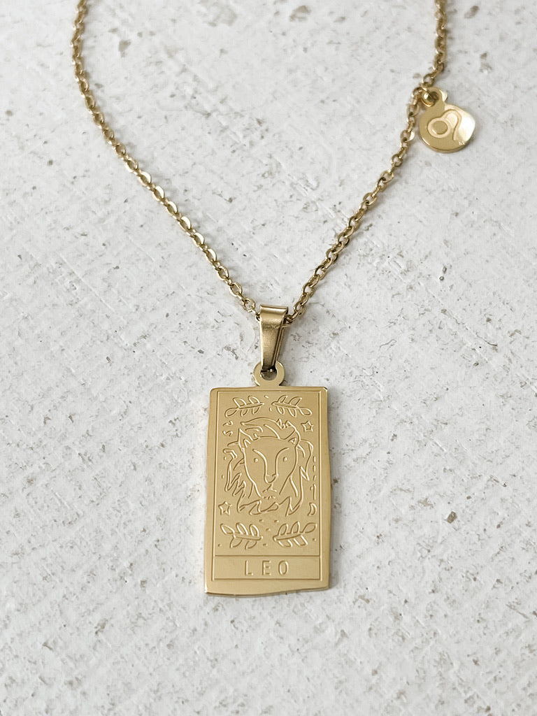 Rectangle Zodiac Pendant Necklace