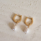 U-shape Pearl Drop Hoops