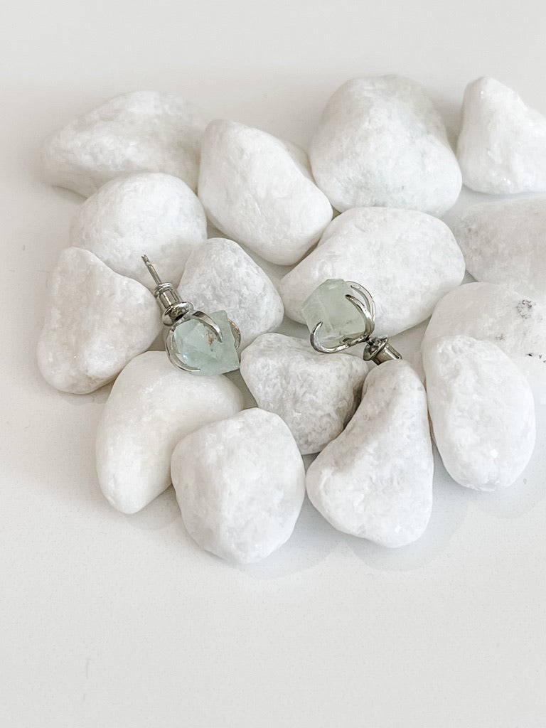 Rough Gemstone Claw Earrings