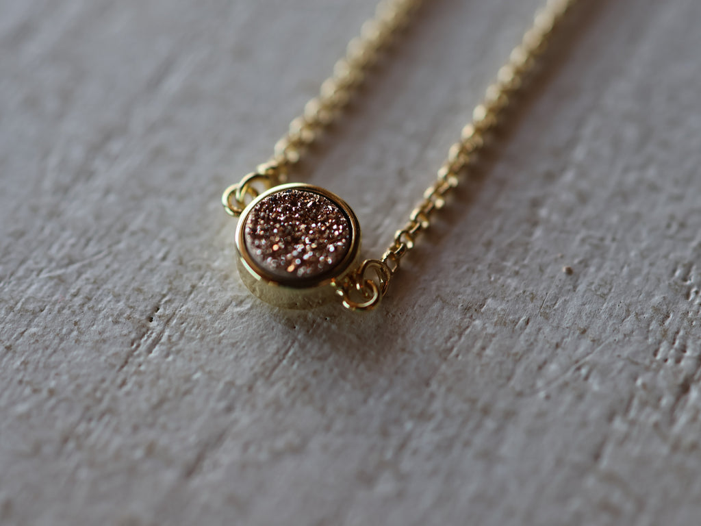 Starlight Druzy Adjustable Bracelet in Rose Gold