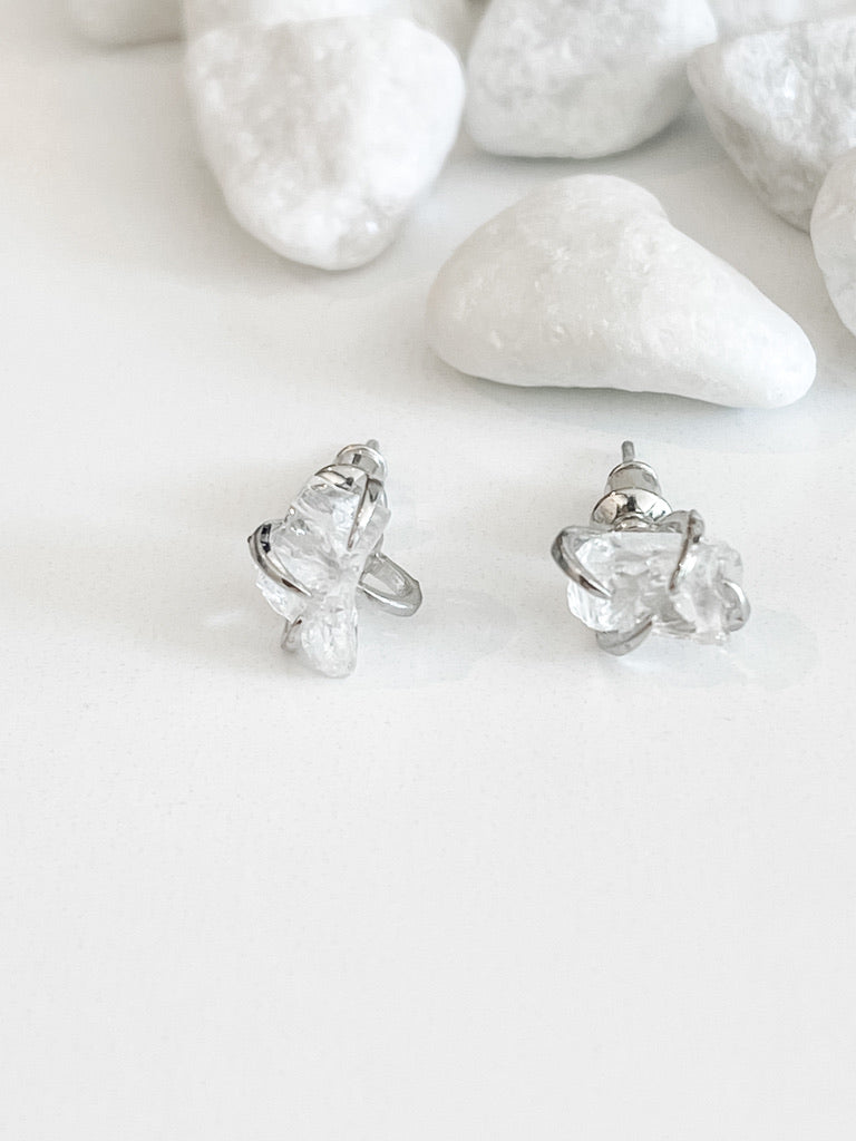 Rough Gemstone Claw Earrings