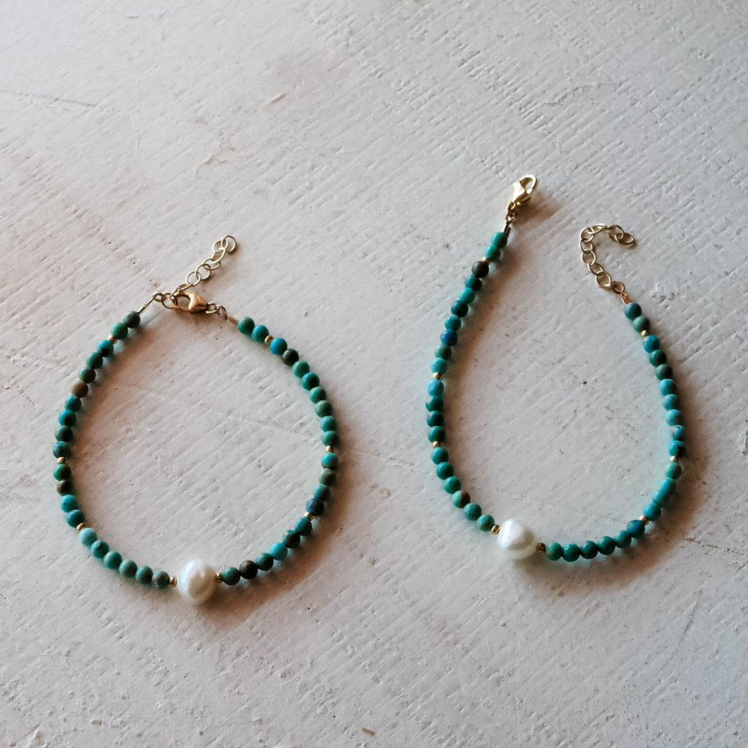 Turquoise & Freshwater Pearl Bracelet