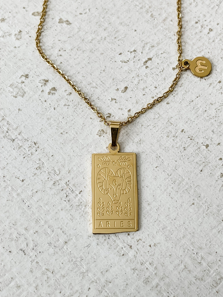 Rectangle Zodiac Pendant Necklace