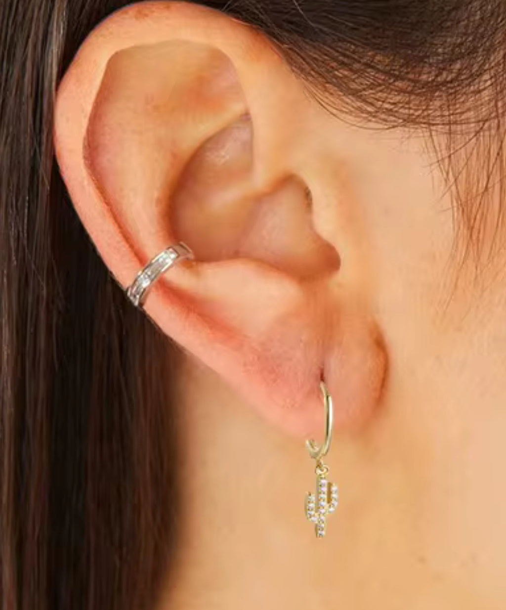 Cactus Sparkle Hoop Earrings