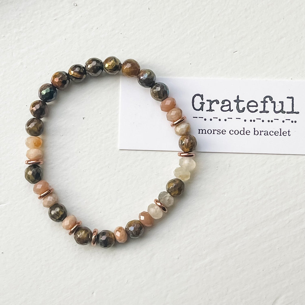 Morse Code Bracelet in Desert Blush