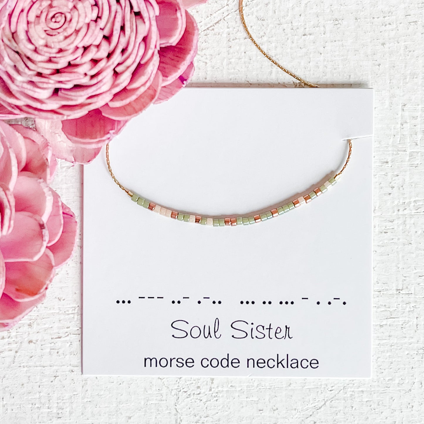 Morse Code Necklace in Desert Sage