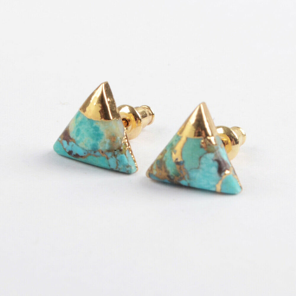 Turquoise Lace Triangle Studs