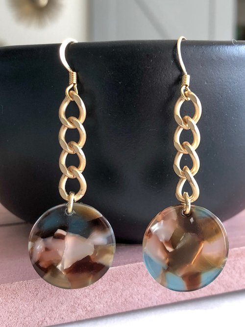 Chain Acetate Drop Earrings
