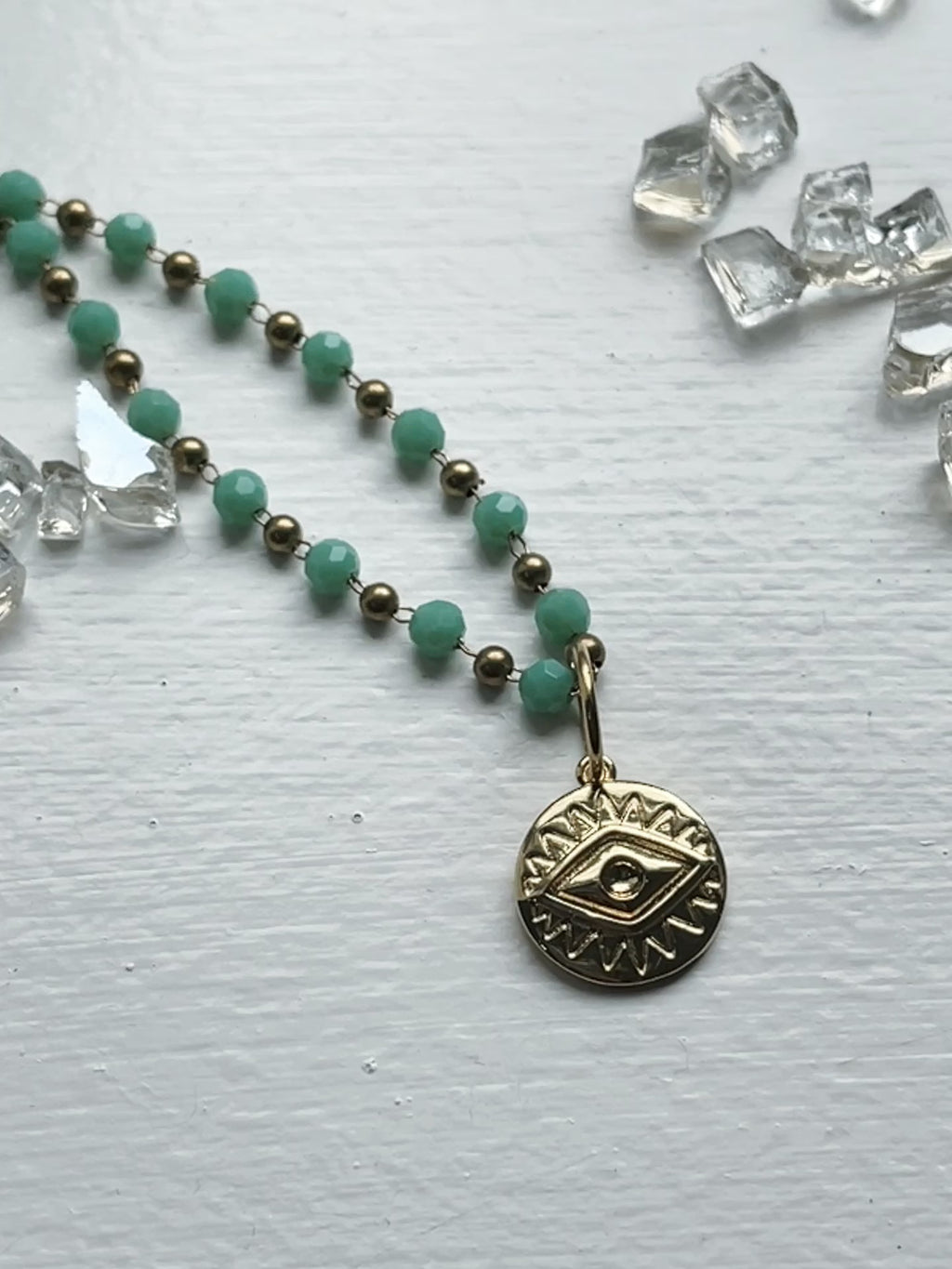 Green turquoise eye necklace